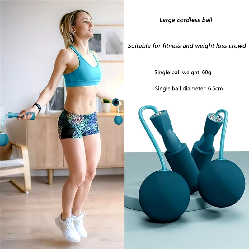 Cordless Jump Rope with Heavy Balls Sports Fitness Training Bodybuilding Exercise Rapid Speed Skipping Rope Home Gym Equipment