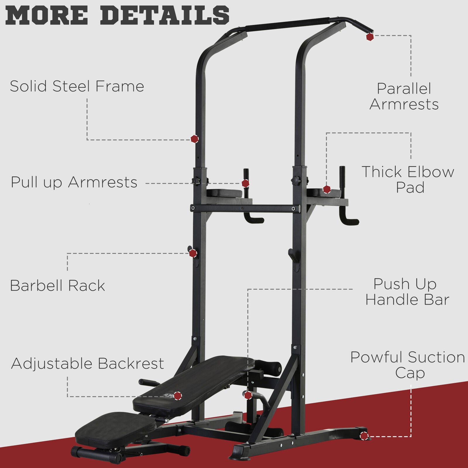 Power Tower Weight Bench Dip Stands Multifunction Pull-Ups Home Gym Fitness