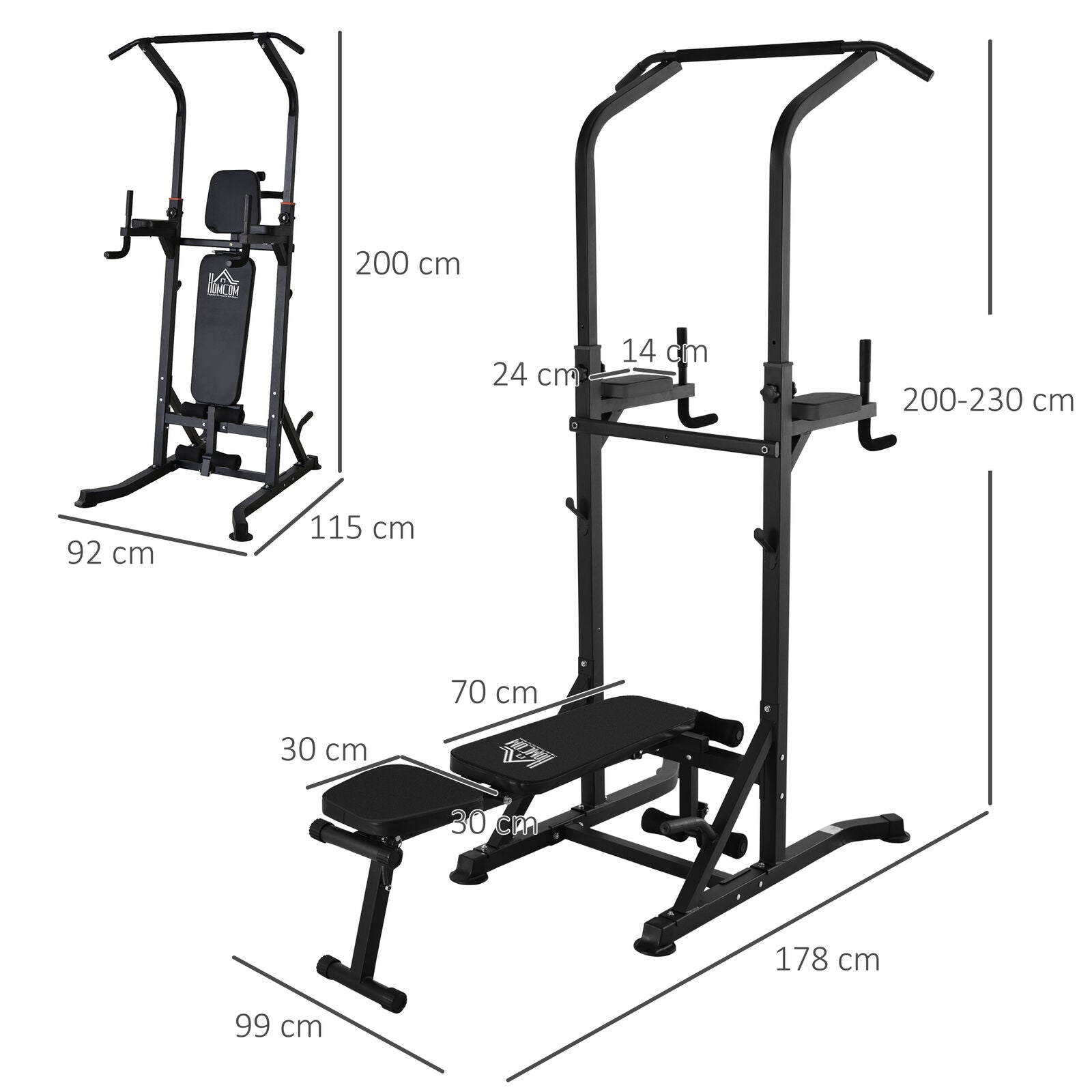 Power Tower Weight Bench Dip Stands Multifunction Pull-Ups Home Gym Fitness