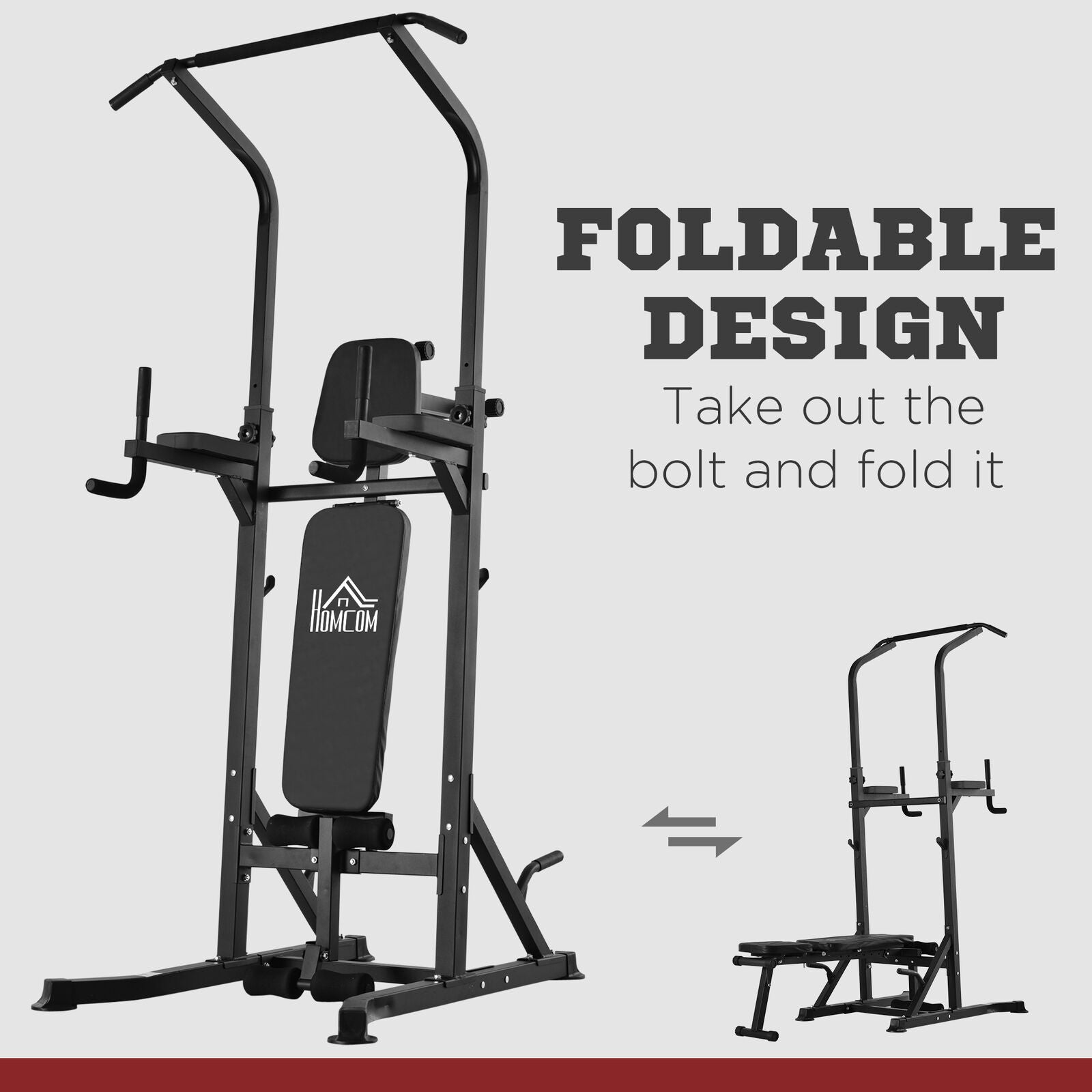 Power Tower Weight Bench Dip Stands Multifunction Pull-Ups Home Gym Fitness